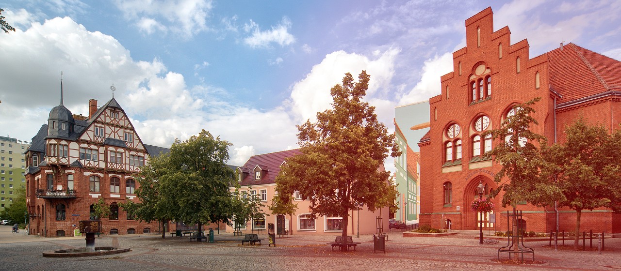 Alte Mühle und das Amtsgericht in der Schwedter Innenstadt